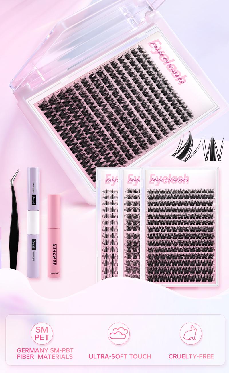 Surprise!Lash CLusters Kit, Personalized Styles Lashes Cluster With Invisible Band Lashes,Manga Lash Extension with Waterproof Long-lasting Lash Bond and Seal,Tweezers and Remover for DIY Eyelash at Home Easily, Natural Makeup Girl Gifts BlackFriday