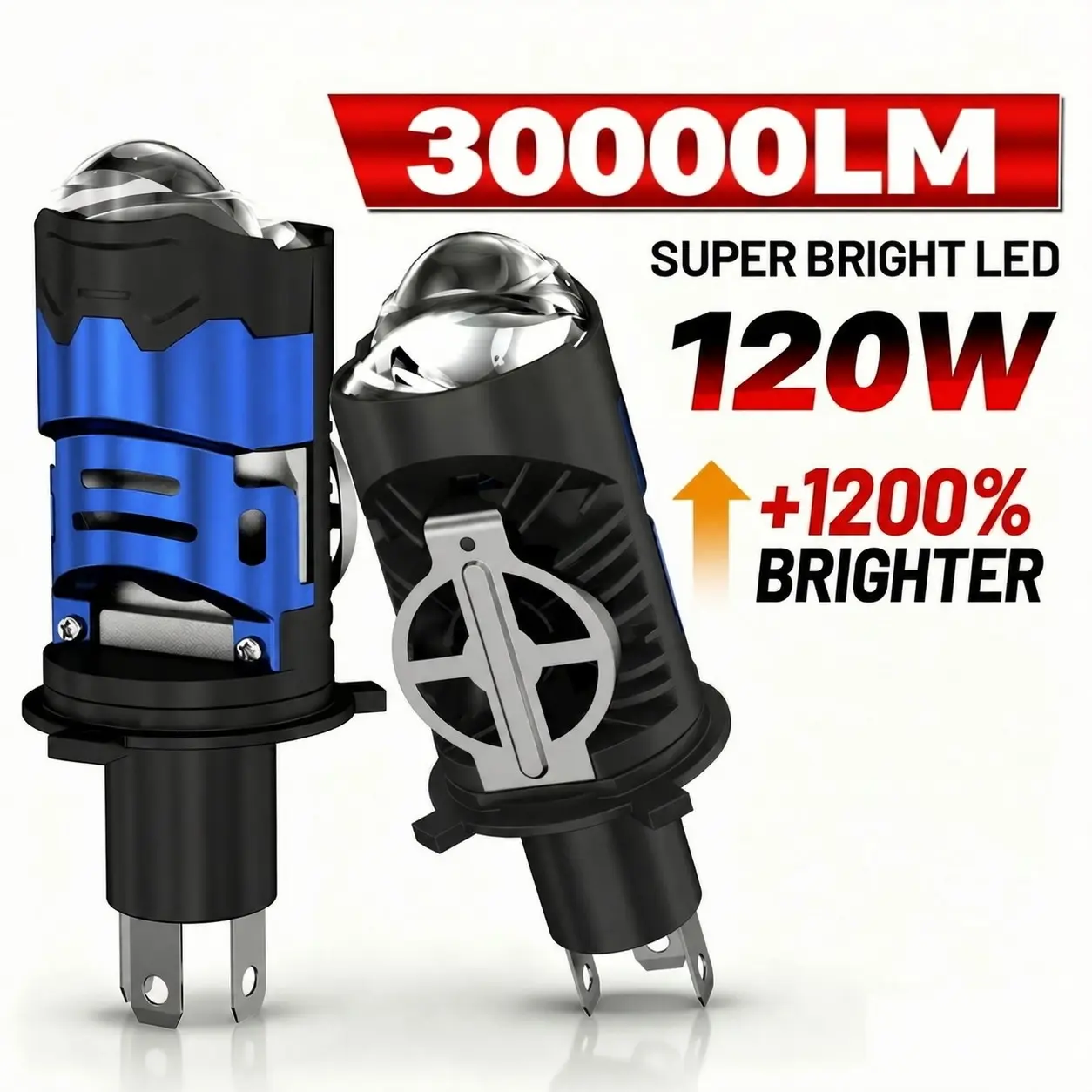 H4 Mini LED Projector Lens, Lhd Rhd Car Bulb, High/low Beam, Motorcycle Turbo Light, Plug-And-Play, Automotive Headlight Bulbs, 1 Piece/2 Pieces