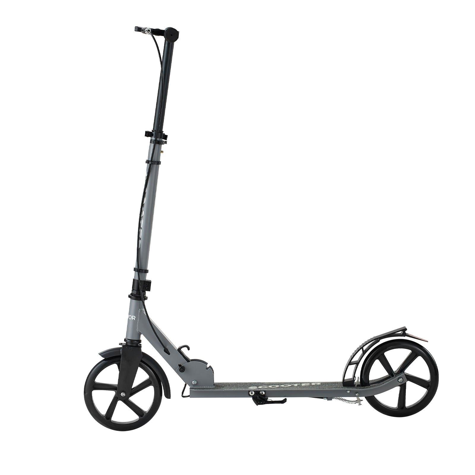 fathersdaygift VEVOR Kick Scooter for Kids Ages 8+, Teens Adults, 2-Wheel Toddler Scooter with Adjustable Height Handlebar, Wide Anti-Slip Deck, Foldable Lightweight Frame for Boys Girls up to 220 lbs, Gray