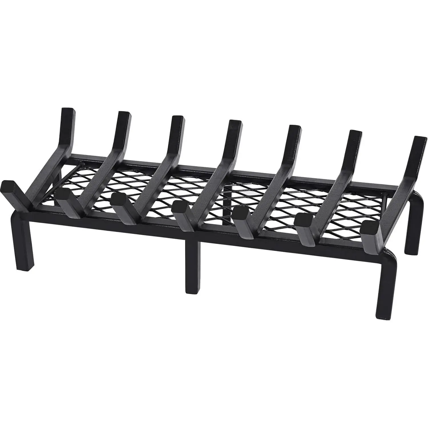 24 Inch Fireplace Grate with Ember Retainer,Cast Iron Fireplace Log Grate,Fireplace Log Holder,Heavy Duty Solid Steel Fireplace Wood Holder,Wood Stove Wrought Rack for Indoor Hearth Outdoor Fireplace