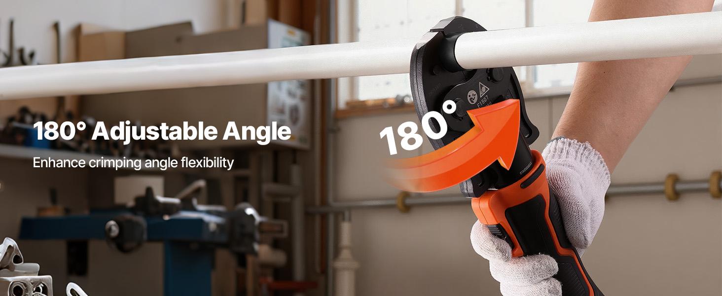 VEVOR Cordless Mini Press Tool, 18V Electric Pipe Crimping Tool for 1/2, 3/4, 1 PEX Pipe Copper Rings, PEX Press Tool Kit with 2pcs Battery, Fast Charger Carrying Case - Meet ASTM F1807 Standard