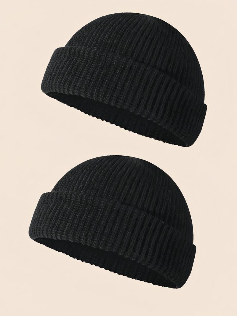 Men's Solid Color Knit Beanie Hat, Casual Street Soft Comfortable Beanie Cap for Fall & Winter, Fashion Accessories for Daily Wear, Knitted Hat