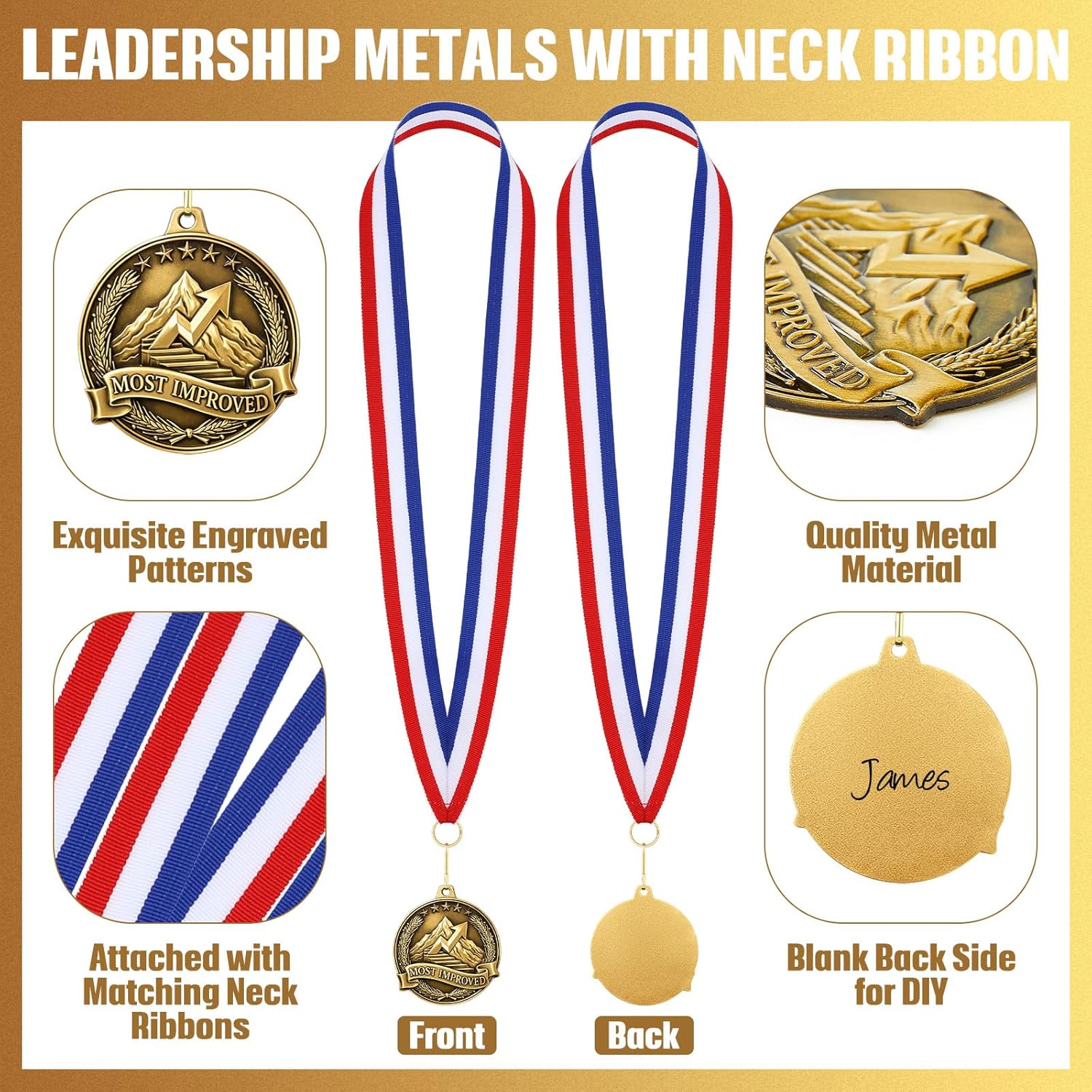 12/30/50/100 2" Metal Graduation Award Medals Bulk with  Ribbon   Recognition Winner Medals Trophy Award Prize  for Grad Ceremony Event Competition