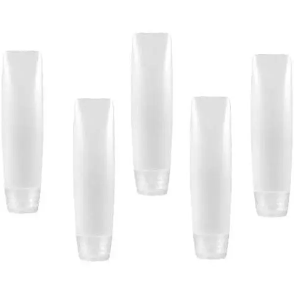 5 count White 1 oz Travel Bottles Empty Refillable  Tubes Containers Small Mini Size Squeeze Dispensers, Refillable Containers Pump Dispensers Refillable (10 * 2.7cm)