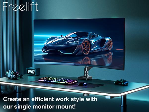 MOUNTUP 13"-32" Single Monitor Desk Mount, Adjustable Gas Spring Monitor Arm, White/Black