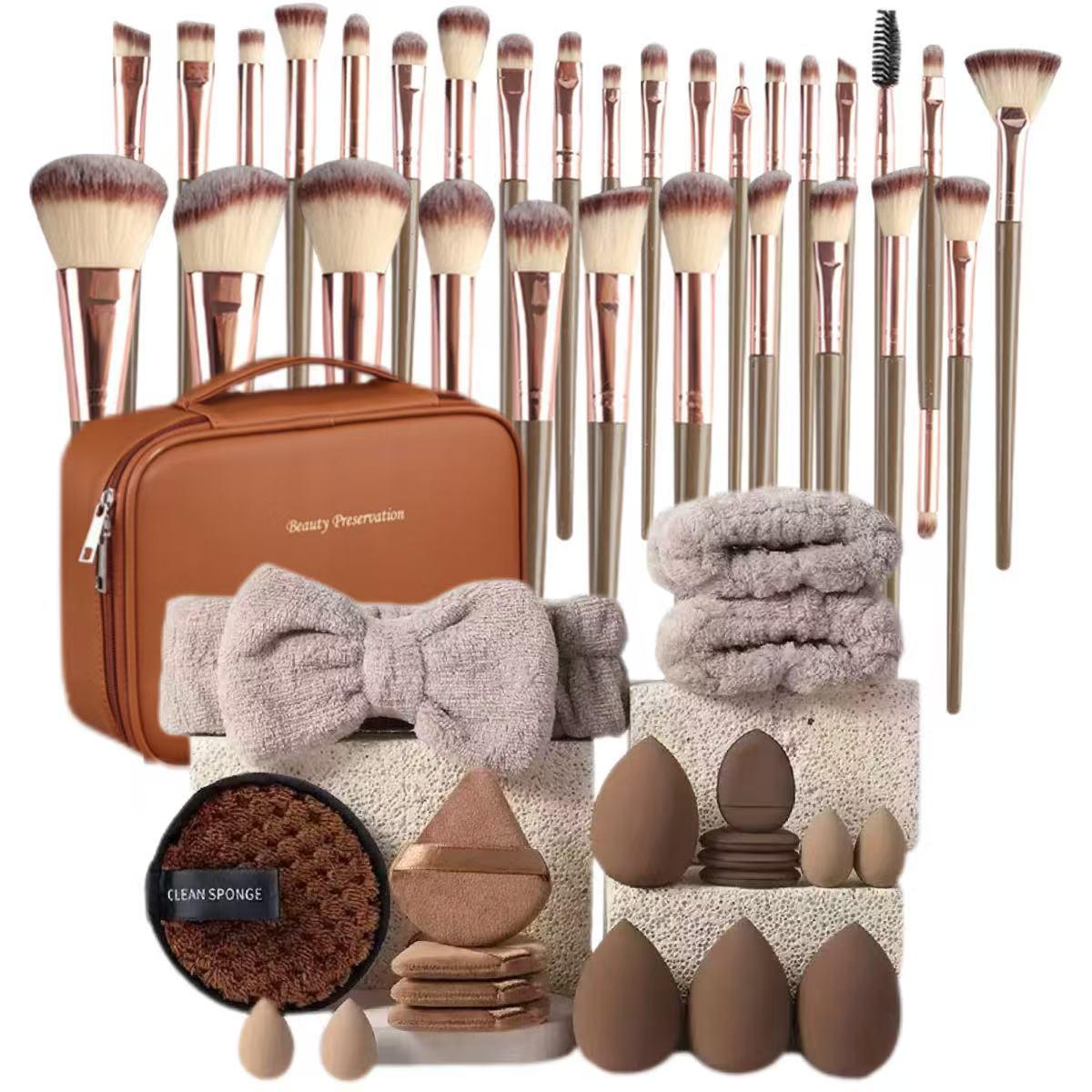 Professional Makeup Brush Set, 7-Piece Cosmetic Tool Kit, Includes Foundation Sponge & Blending Puff, Ideal Gift for Women, Daily Use Essentials, Makeup Brushes Kits