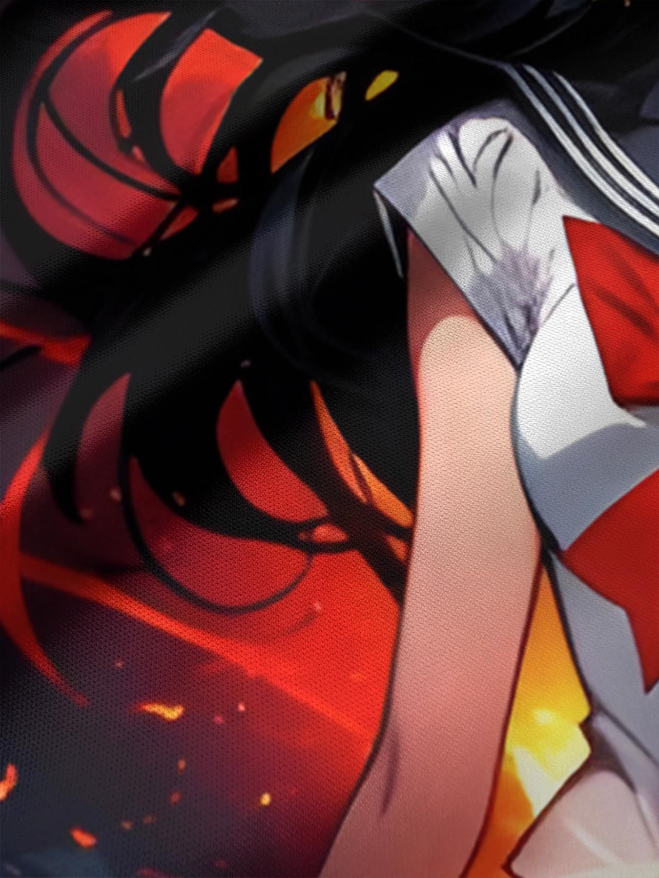 Girls' 3D Short Sleeve Dress, Sailor Moon Mars Fire Lady Full Print, Perfect for Parties, Festive Gifts, Birthday Presents