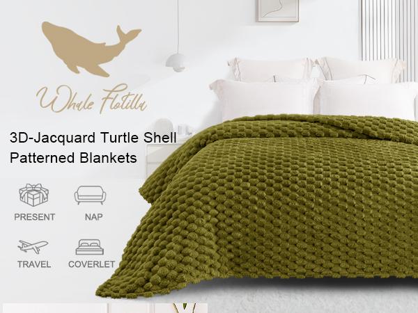 Whale Flotilla Queen King Size Blanket for Bed with Expanded Stereoscopic Jacquard Pattern, Fuzzy Soft Cozy Exquisite Blankets or All Season, Warm and Fluffy