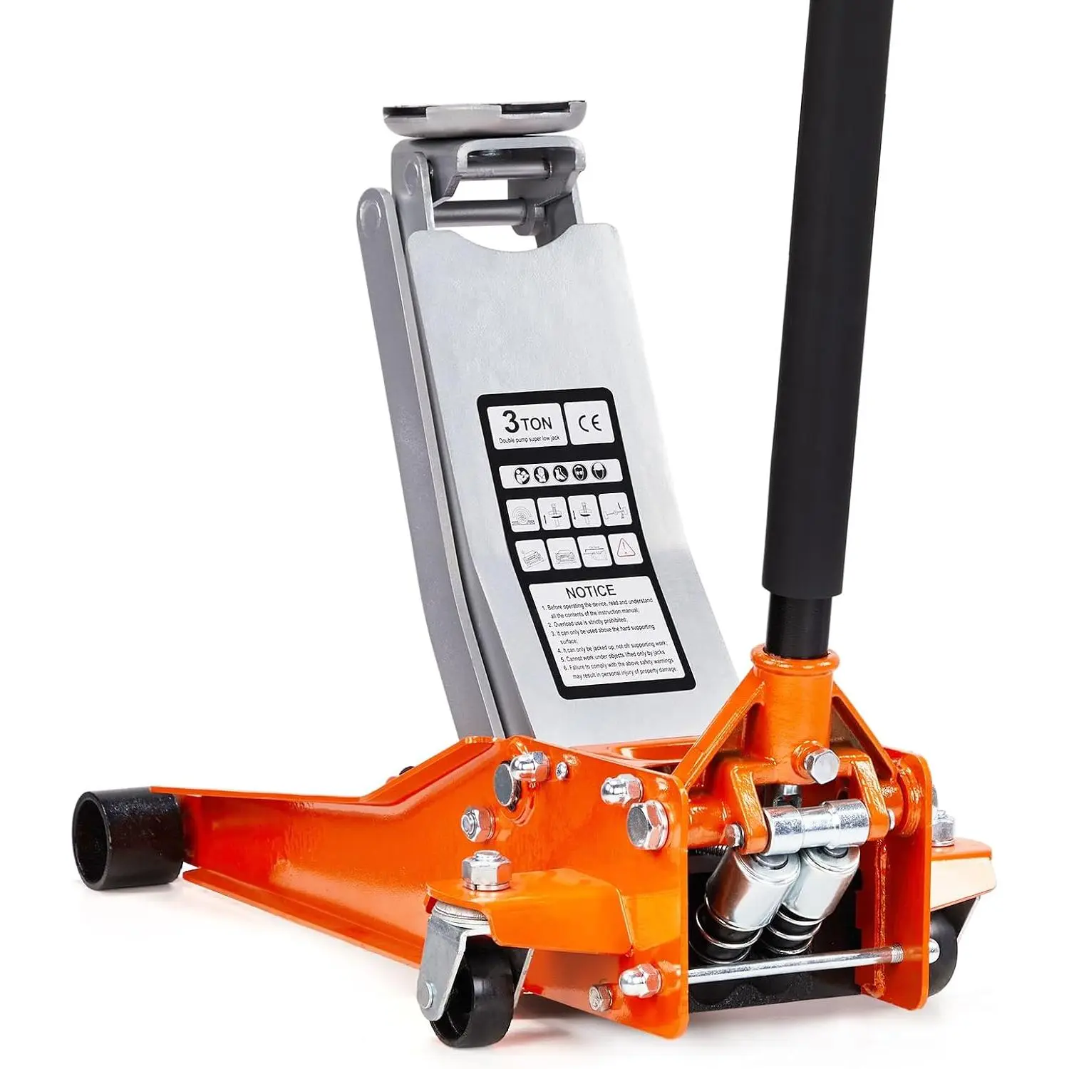 3 Ton Low Profile Floor Jack,Lifting Range 2.95" to 20.1" Horizontal Hydraulic for Garage, Workshop and Vehicle Maintenance