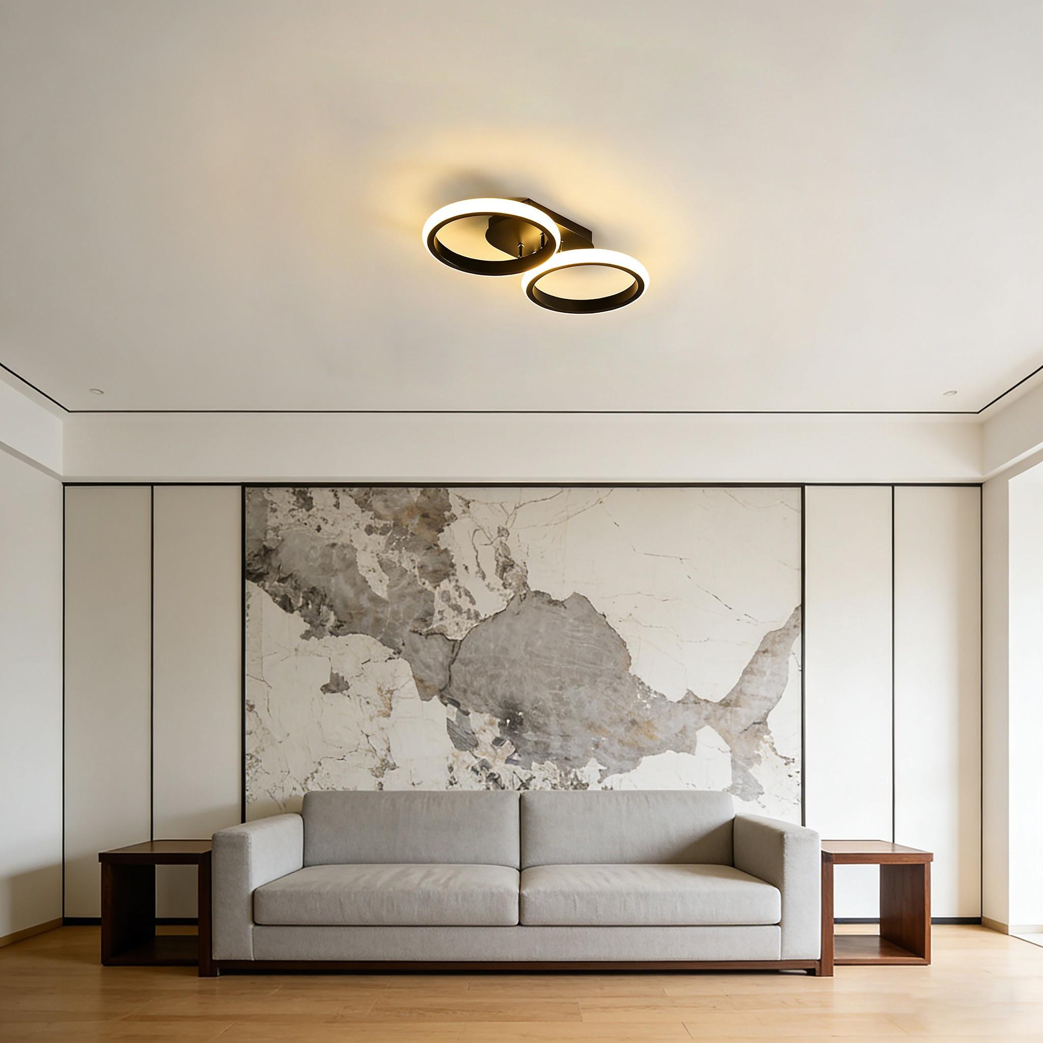 Circular LED Ceiling Light, Hardwired Ceiling Light, Aluminium/Silicone Construction, White/Warm Light Suitable For Bedrooms, Living Rooms, Study Rooms, Kitchens, Indoor Lighting Fixture