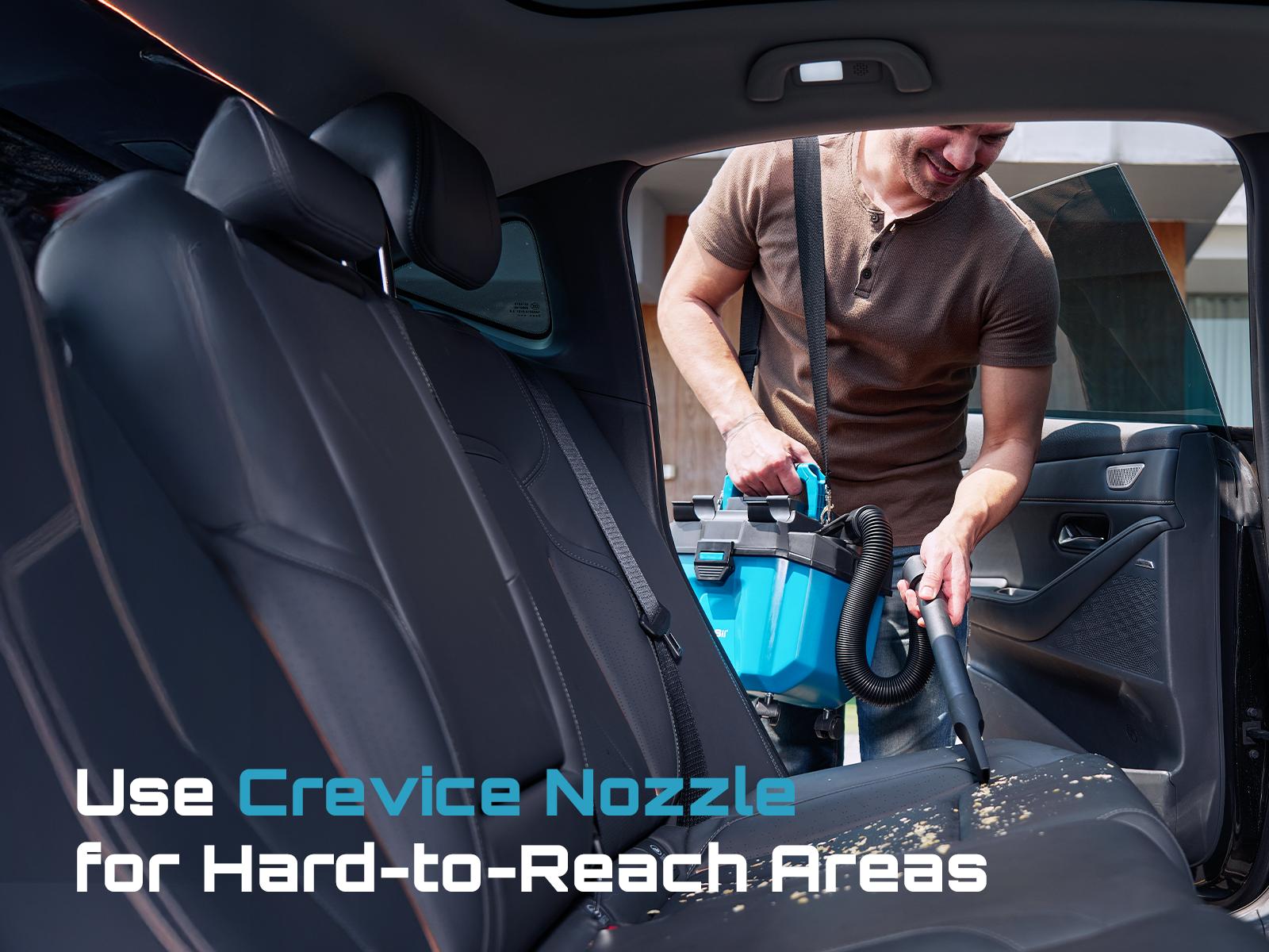 SEESII Cordless Shop Vac Wet and Dry, 2.6 Gallon Small Shop Vac with 2 x 4.0Ah Batteries, 3-in-1 Wet Dry Vacuum with HEPA Filter, Strap, Accessories Storage Bag, Ideal for Garage, Car, Workshop, House