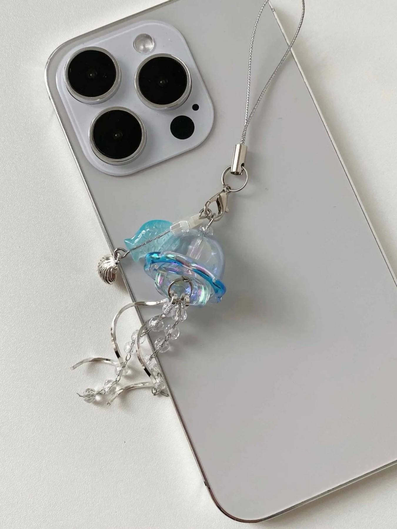 Jellyfish Design Keychain, Cute Clear Phone Chain, Stylish Keychain, Fashionable Keychain for Women & Men, Trendy All-match & Exquisite Keychain for Birthday Gift, Keychain Pendant