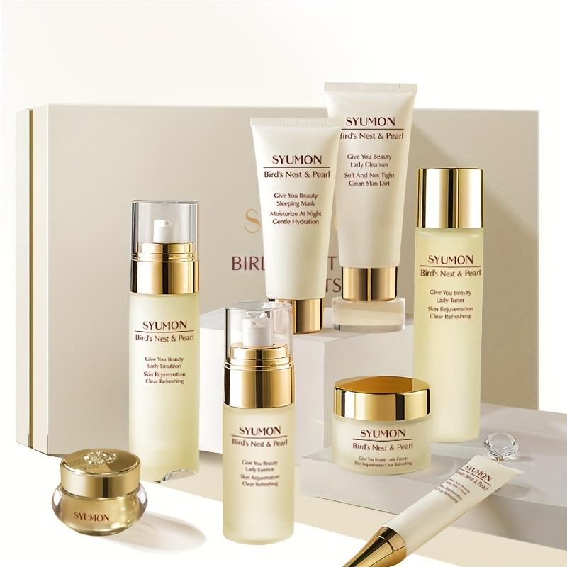 Bird's Nest  Anti-Aging Skincare Set Gently Care For The Skin A Complete Skincare Routine Beauty Skincare Gift Set, Including Face Mask，Lady Cream，Cleanser, Toner, Lotion, Essence, Cream, Eye Cream, Suitable For Wife, Ladies, Mother's Day, Valentine's Day