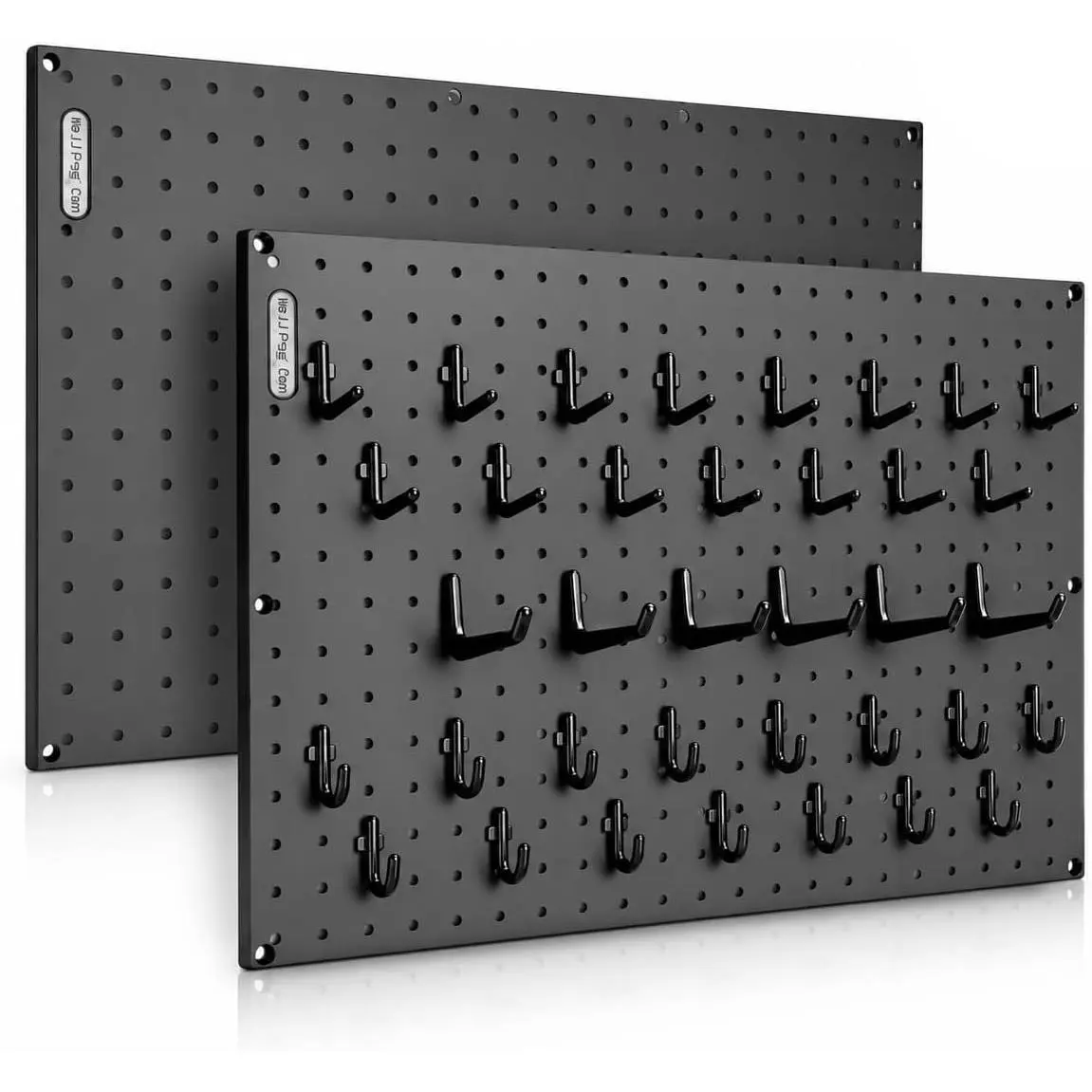 Pegboard and Hook Kit – 24x16" XL Wall Mounted Black Peg Board Panels with 36 Self-Locking Hooks, Tool & Garage Storage Organization System, Heavy Duty