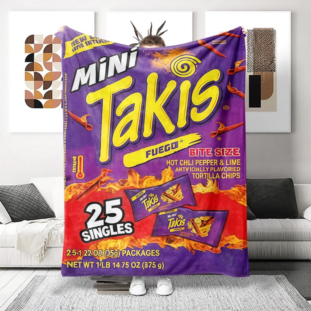 Mini Taco Spicy Theme Blanket, Ultra Soft Flannel Nap Blanket, Shawl Blanket, Small Cover Blanket, Perfect Gift for Holidays