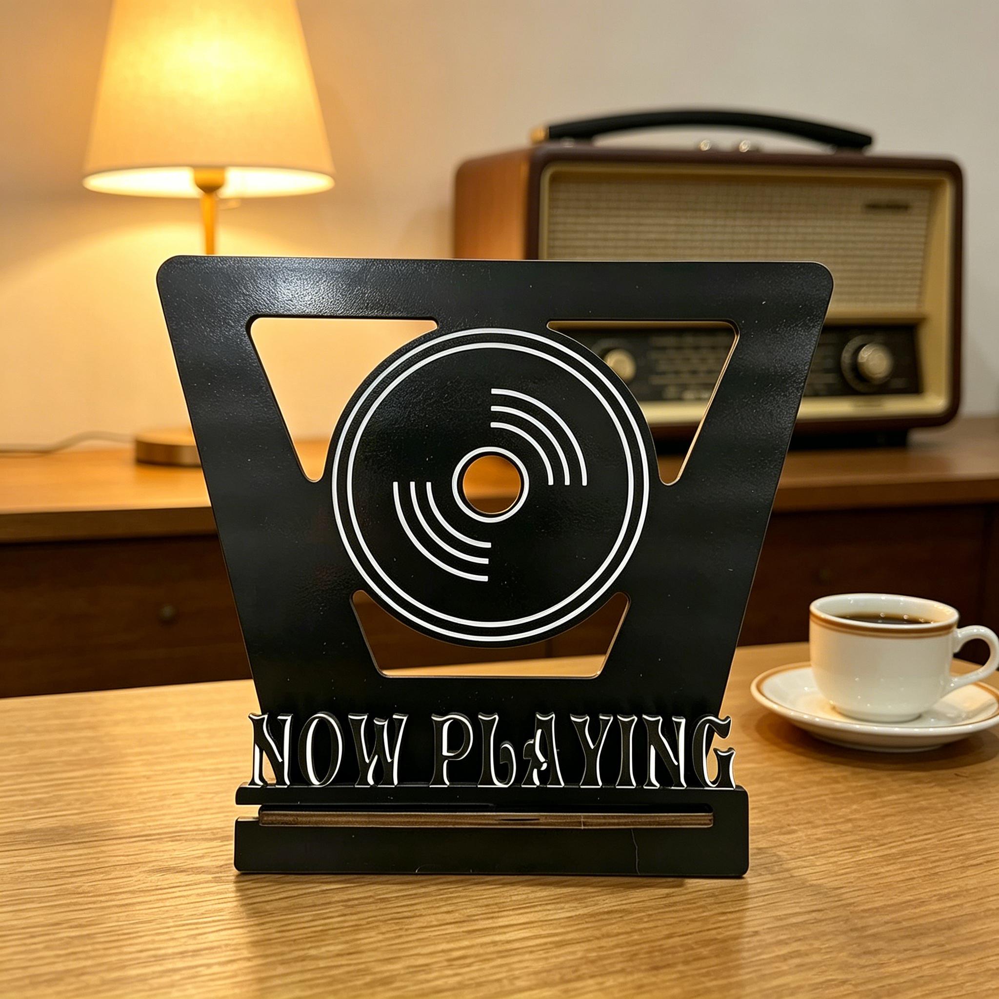 Wooden Vinyl Record Rack, Cool Design Holds 5-7 Covers, Display Lps CD DVD, Ideal Gift, Stylish Storage Solution