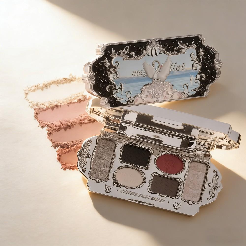 Kapelle Six Color Swan Eyeshadow Palette, Contour Blush Highlighter, Multi-Use Portable High-Quality Eye Shadow, Travel-Friendly Makeup