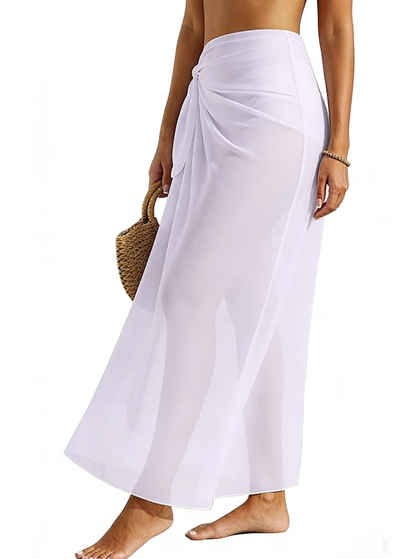 Women's Elegant Chiffon Beach Wrap Skirt, High Split Tie-Back Long Dress, Bikini Cover-Up, Summer Vacation Essential