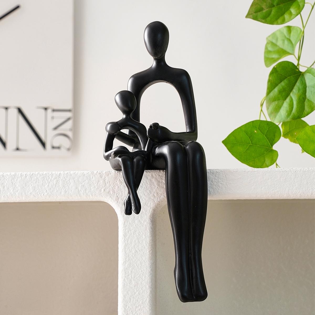 1 Piece Abstract Sculpture, Sitting Couple Sculpture, Modern Resin Figurine For Home Office Decoration