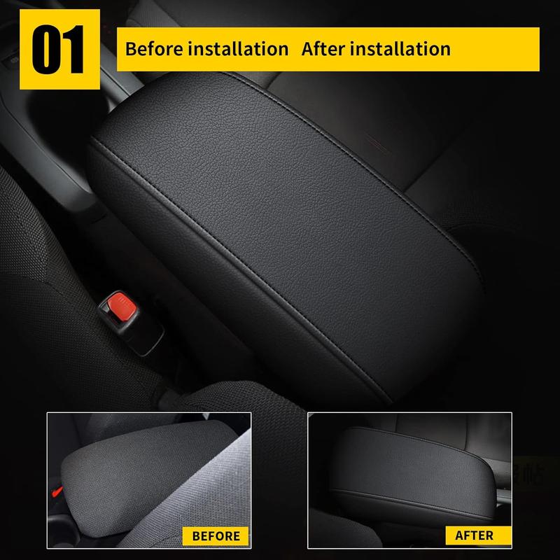 Black Leather Console Armrest Cover for 2016-2023 Nissan Maxima - Custom Made, Interior Protection, Easy to Clean, Perfect Fit