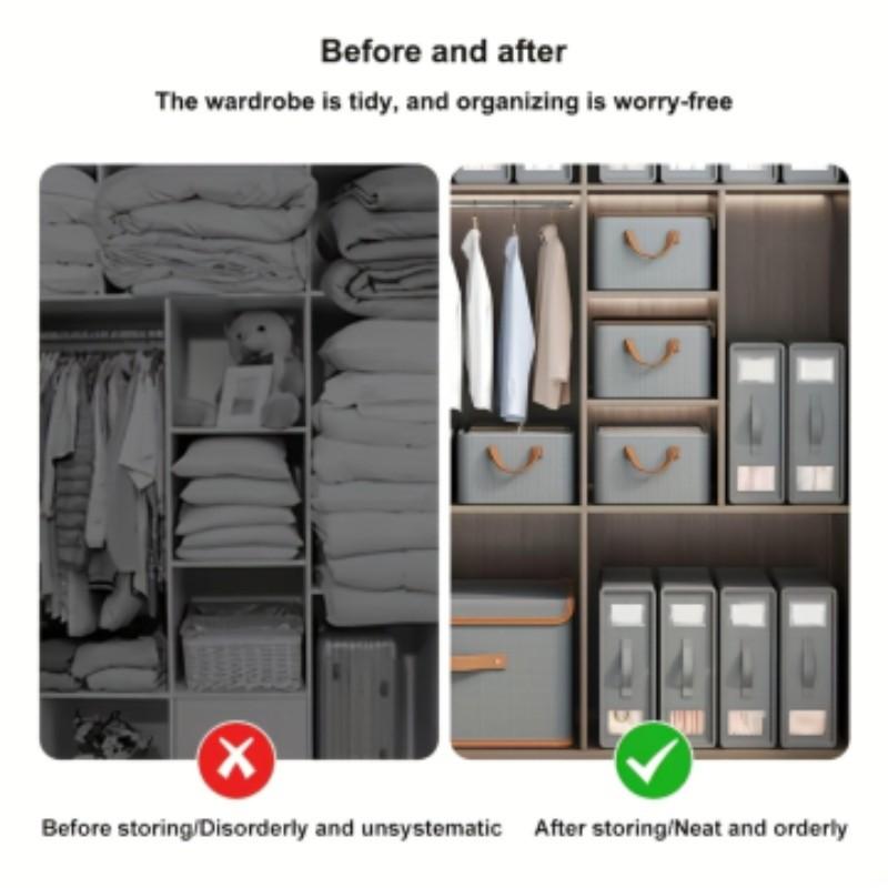 Foldable Large Capacity Bedding Storage Box with Viewing Window, Organize Sheets, Pillows, and Duvets Easily, Space-Saving Design for Neat Storage, Folding Storage Bin, Collapsible Storage Box, Bed Sheets Organizers