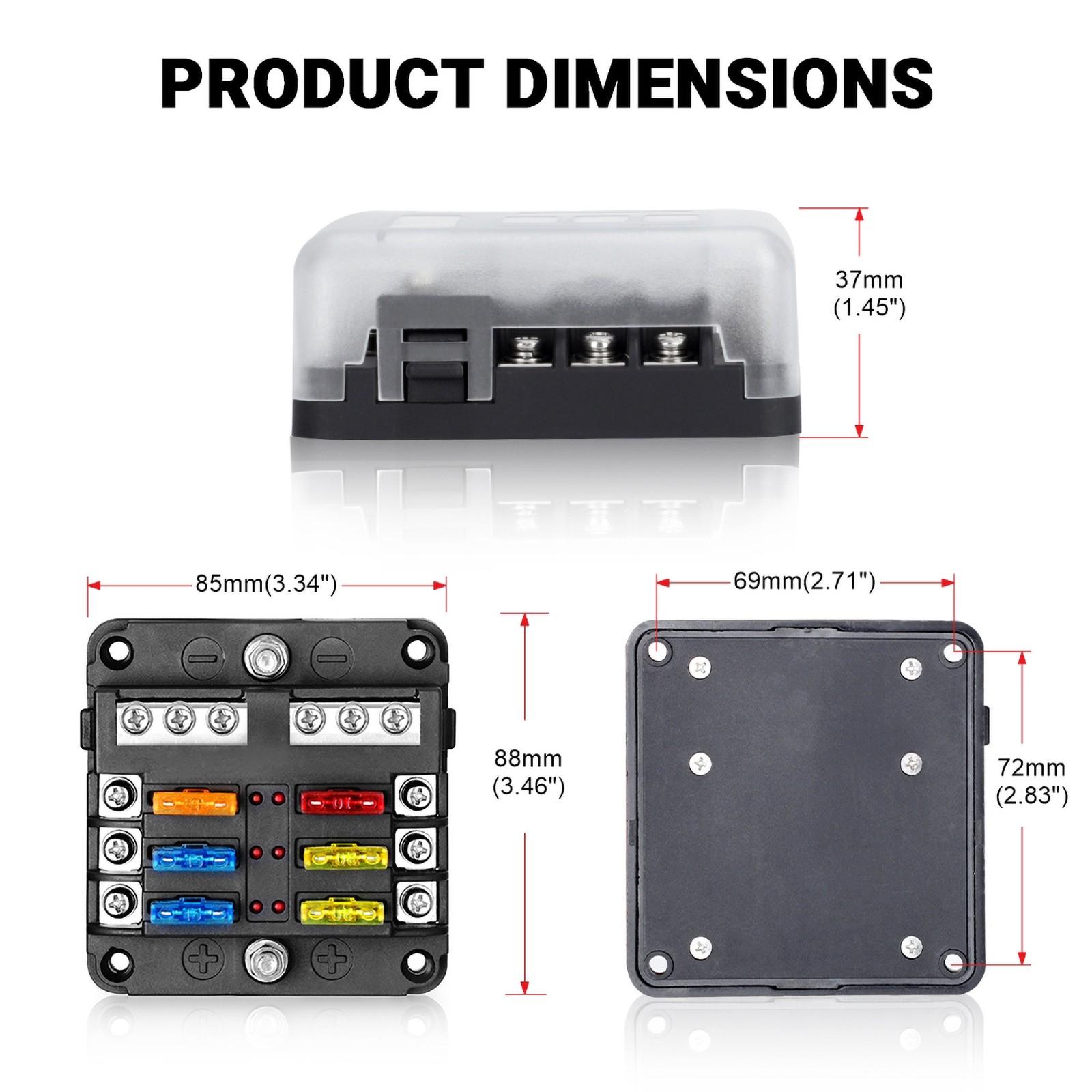 6 Way 12 Way Car LED Blade Fuse Box Seat 12V 24v Automotive Distribution Relay, Durable Vehicle Electrical Accessory, Universal Fit