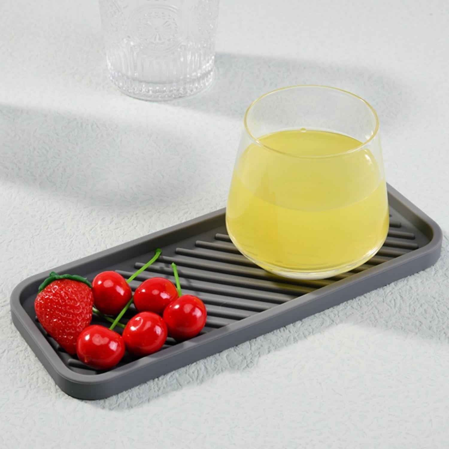 Homedailyess Silicone Bathroom Tray, 9x3.5 Inches, Soap Dish Included, Ideal for Bathrooms, Dressing Tables, Kitchen Sinks, Sponge Storage