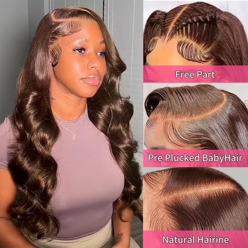 Chocolate Brown 13x6 Body Wave Lace Front Wigs Human Hair HD Transparent Pre Plucked with Baby Hair 180% Density Brazilian Virgin Hair TikTokShopBlackFriday