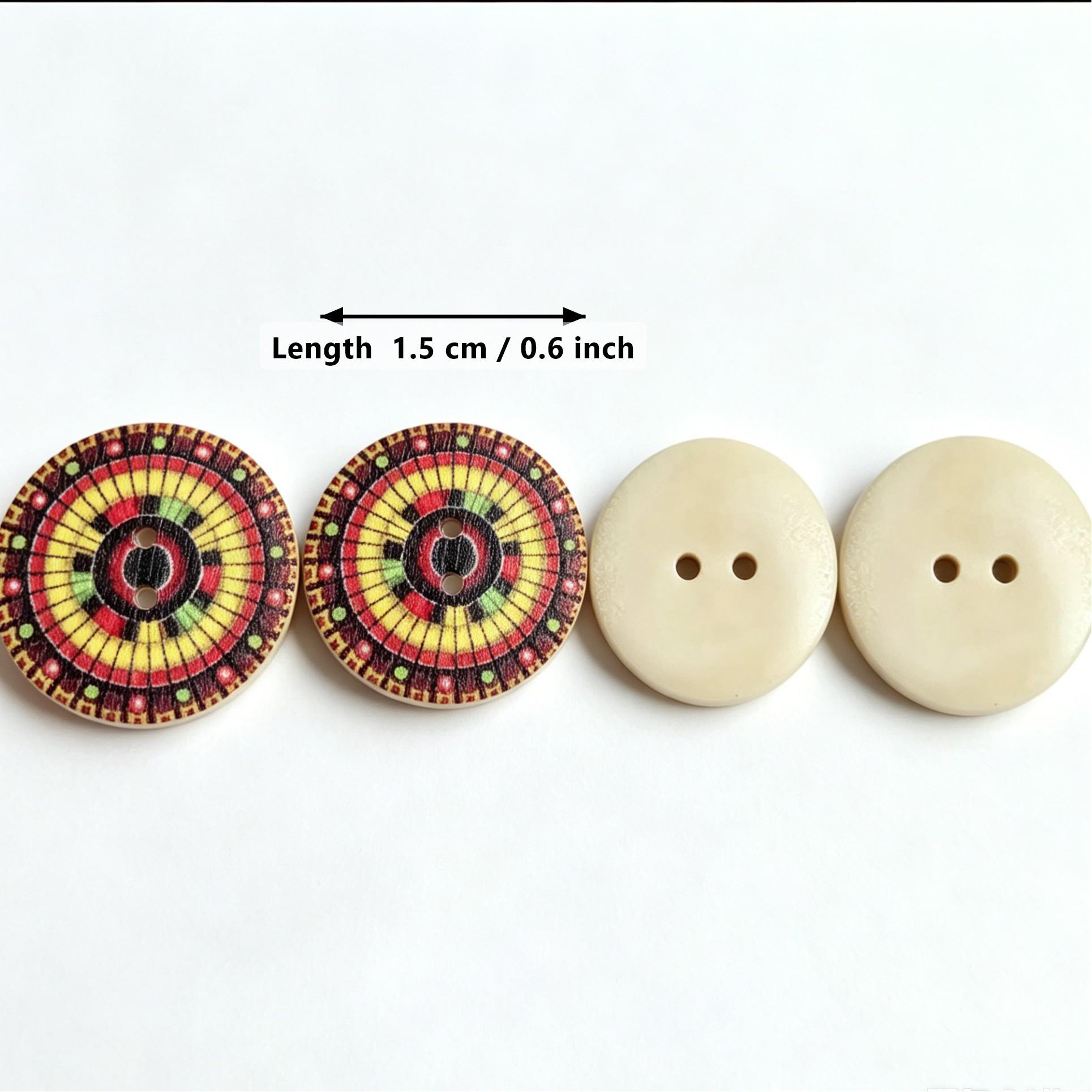 Bohemian Wood Buttons 50pcs, Vintage Floral Print, Handmade DIY Crafts, Home Decor, Jewelry Making, Scrapbooking, Wall Art