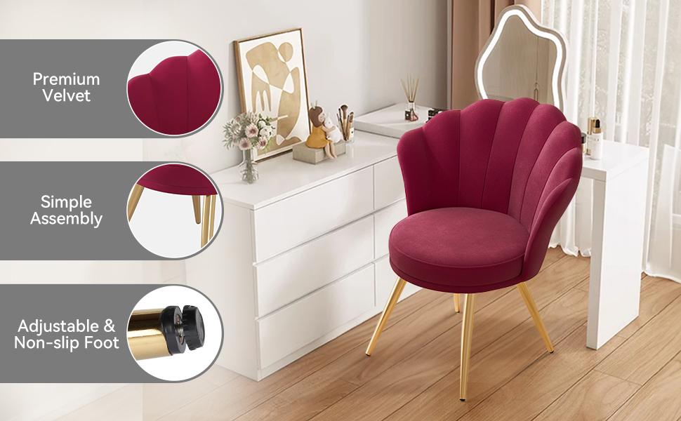 Velvet Accent Chair with Gold Metal Legs, Vanity Chair for Makeup Room, Upholstered Guest Chair for Living Room, Side Chair for Bedroom, Black Velvet Accent Chair with Gold Metal Legs, Vanity Chair for Makeup Room, Upholstered Guest Chair for Living Room, Side Chair for Bedroom, Black