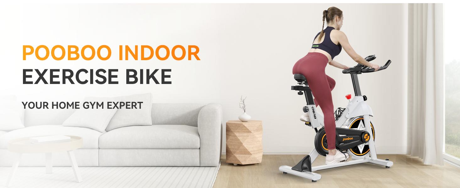 Pooboo Exercise Bike, Magnetic Indoor Cycling Bike, Home Gym Stationary Bike with Bluetooth, Comfort Seat and Ipad Holder, Silent Belt Drive