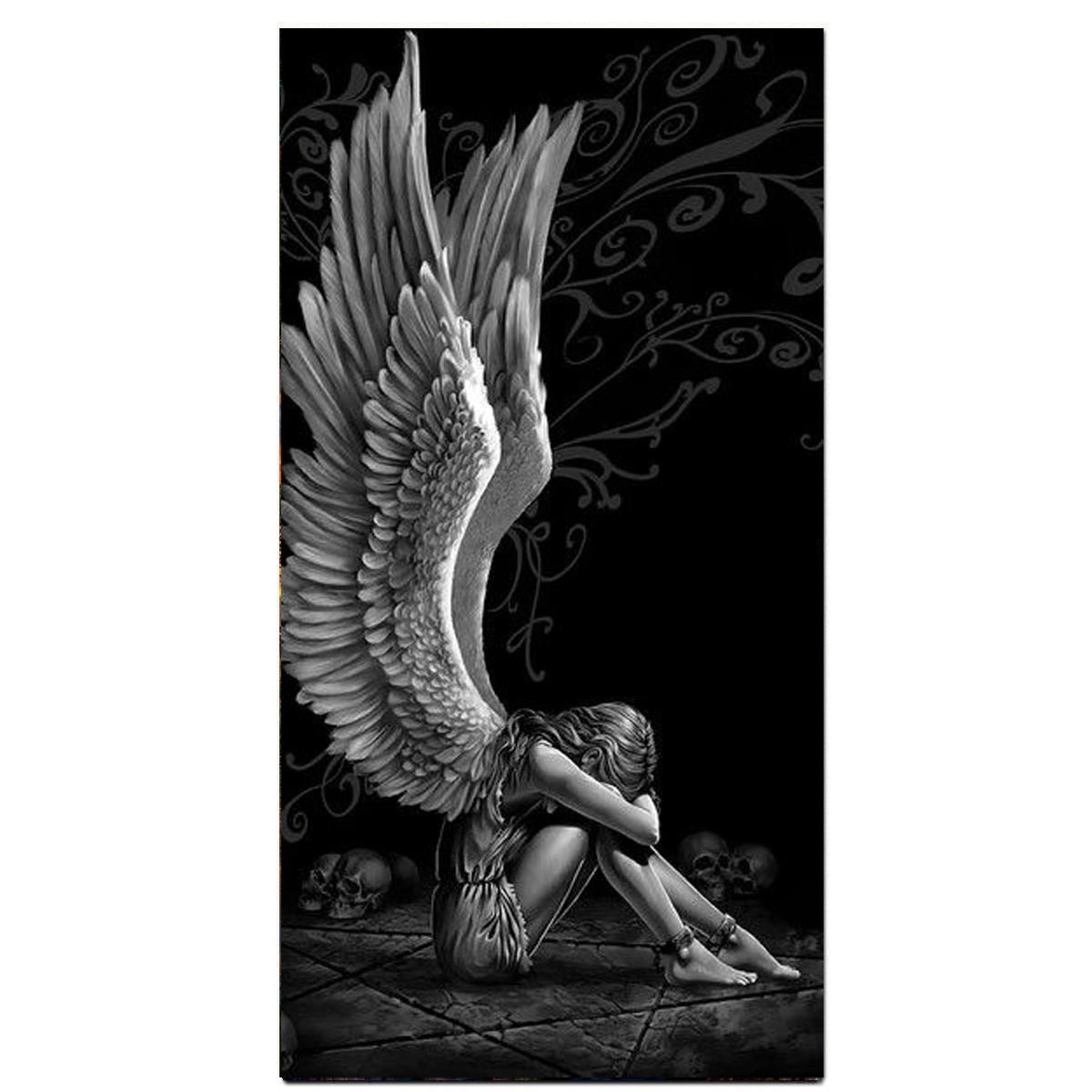 Large Size Diamond Painting Kits for Adults, Gothic Art Crying Angel Diamond Art Kit for Beginners DIY Full Round Drill Paint with Diamond Dots Gem Art for Home Wall Decor