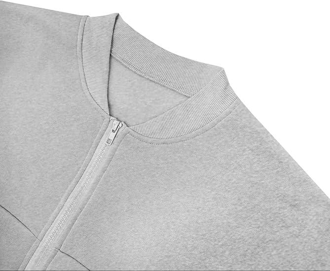 Plus Size Women's Solid Zip Up Drop Shoulder Jacket & Elastic Waist Pants Casual Fashion Cozy Breathable Two Piece Outfits for Daily Outdoor Wear Clothes Womenswear Pocket Fabric