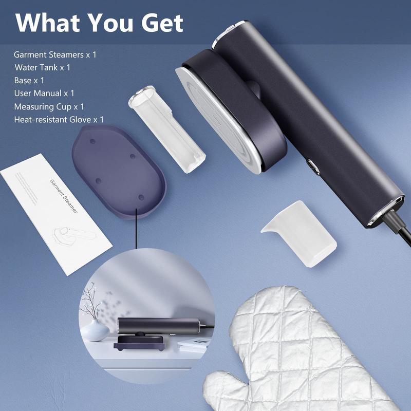 Portable Handheld Clothes Steamer and Iron, Fast 10s Heat-Up, Horizontal and Vertical Steam, Effortless Wrinkle Removal, Mini Garment Steamer and Iron for Home, Office and Travel (110-120V, Black)