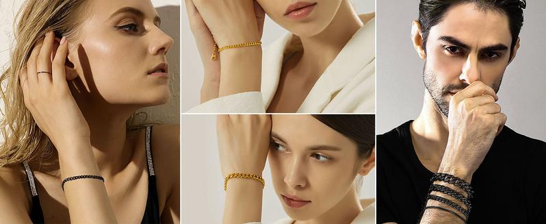 FindChic Cuban Link Chain Bracelets Stainless Steel Chain Hip Hop Bracelets Unisex Chunky Bracelets Jewelry For Women Men Girlfriend Boyfriend