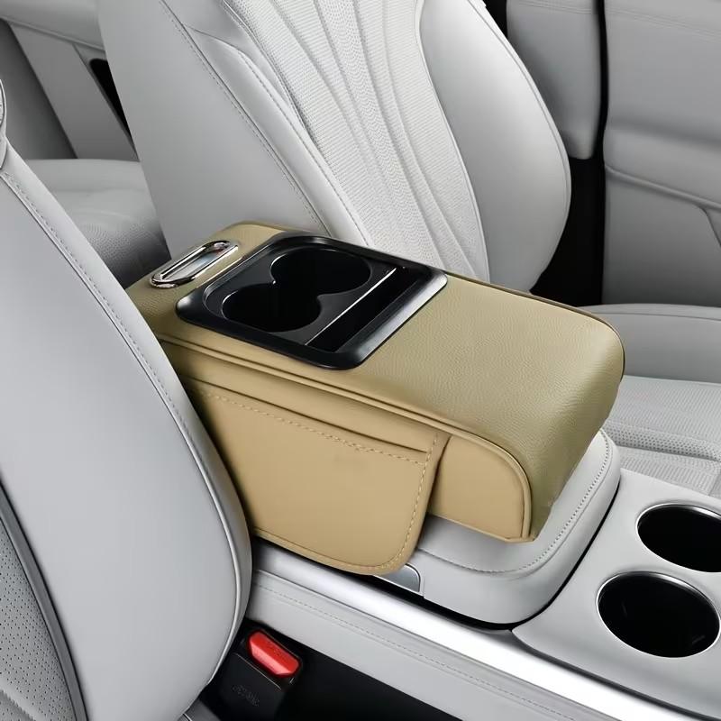Car Multi-Functional Armrest Box Pad, Expandable Storage Box, Fits Most Car Models, with Cup Holder & Phone Slot, Multifunctional Car Organizer
