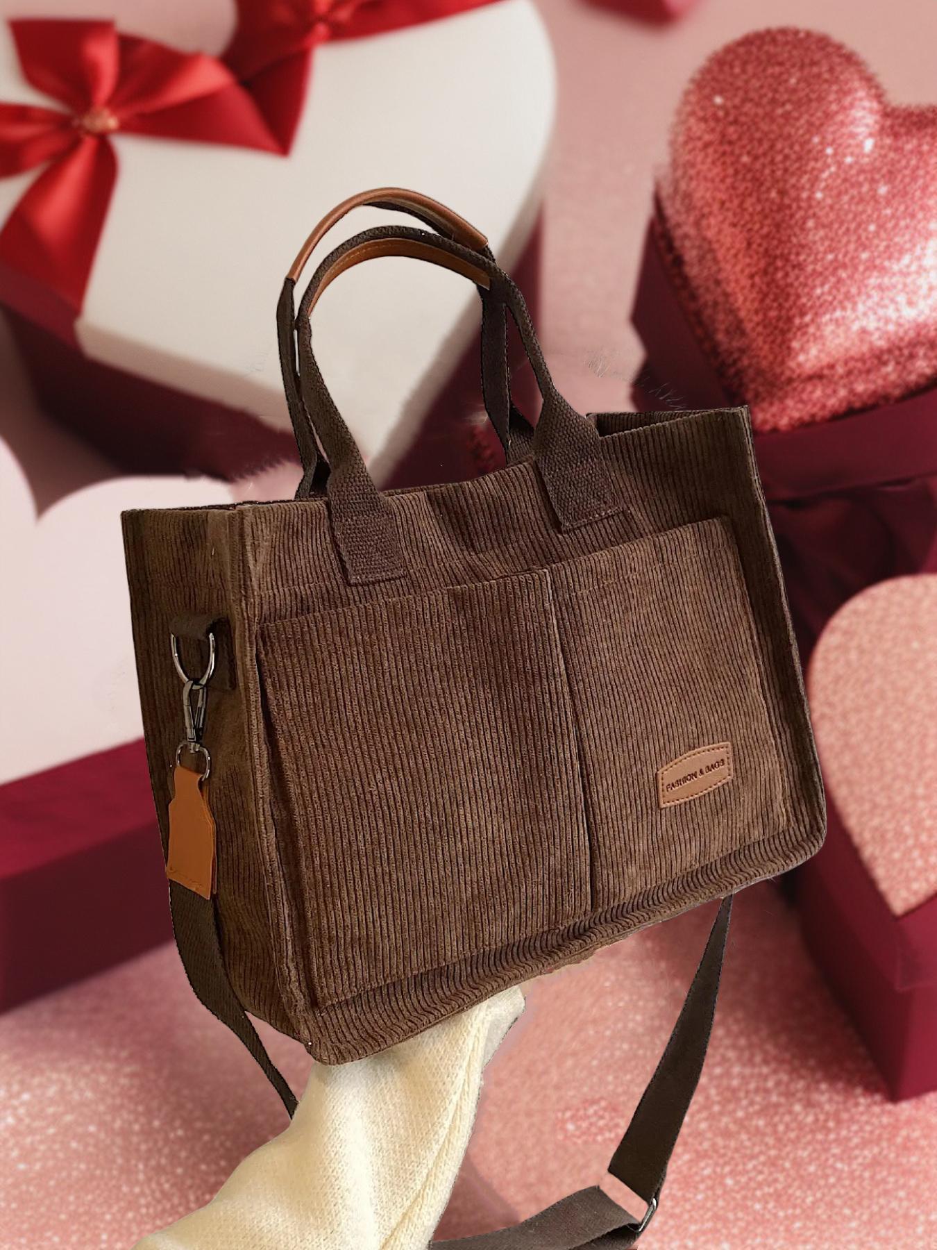 Summer Everything Tote Bag for Women, Plain/Cherry Pattern Work Bag, Everyday Shoulder Bag, Trendy Versatile Commuting Bag, Girl Large Beach Bags