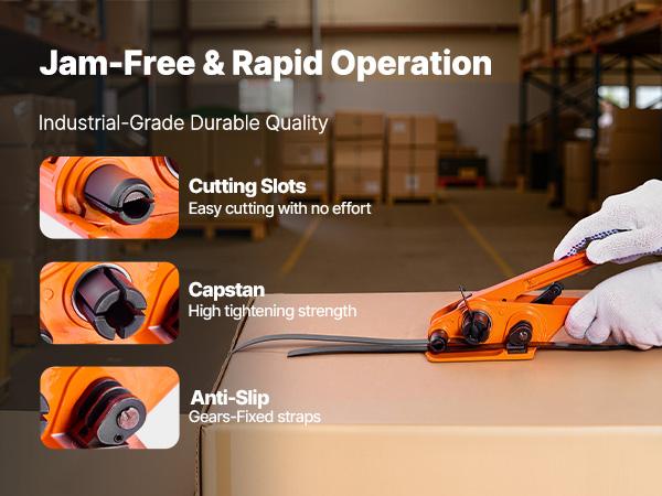 VEVOR Banding Strapping Kit, Heavy Duty Banding Sealer Tool with 2000 ft PET Band, 600 Metal Seals, 200 Corner Protectors, Plastic Pallet Packaging Strapping Kit for Warehouse, Transportation, Home