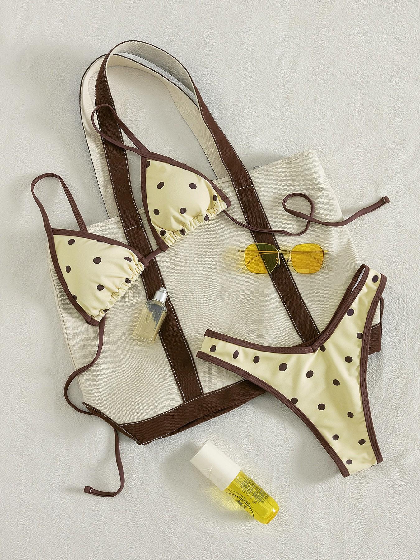 Women's Floral Print Bikini Set, Casual Fashion Chic Tie Shoulder Swim Top & Swim Bottom Swimsuit for Beach Holiday Vacation, Ladies Swimwear for All Seasons