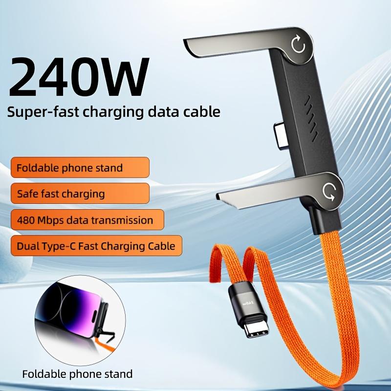 240W Fast Charging Stand Cable, Compatible with Apple 15/16/17, Android, Samsung, Huawei Type-C Port, Nylon Braided Material, No Interference While Gaming, Essential for Outdoor, Car, and Home Use