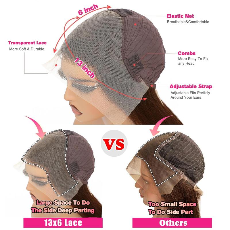 13x6 Chocolate Brown Body Wave Lace Front Wigs Human Hair 180 Density Transparent Lace Frontal Human Hair Wigs Pre Plucked with Baby Hair Brown Colored Wigs For Women TikTokShopBlackFriday