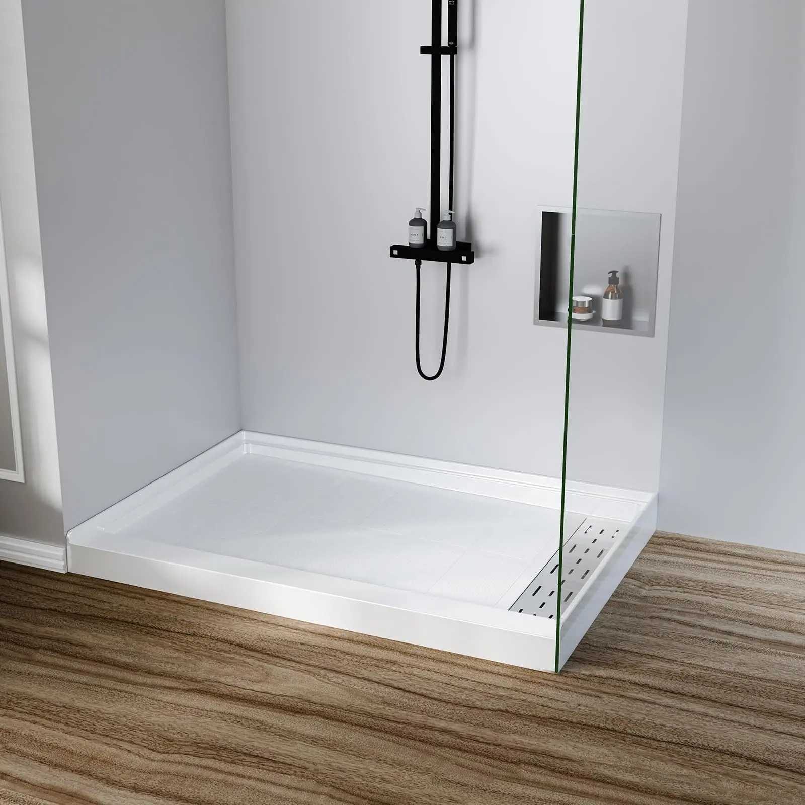 Garvee Shower Base 48"X32" – Slip Resistant Acrylic Pan with Center Drain