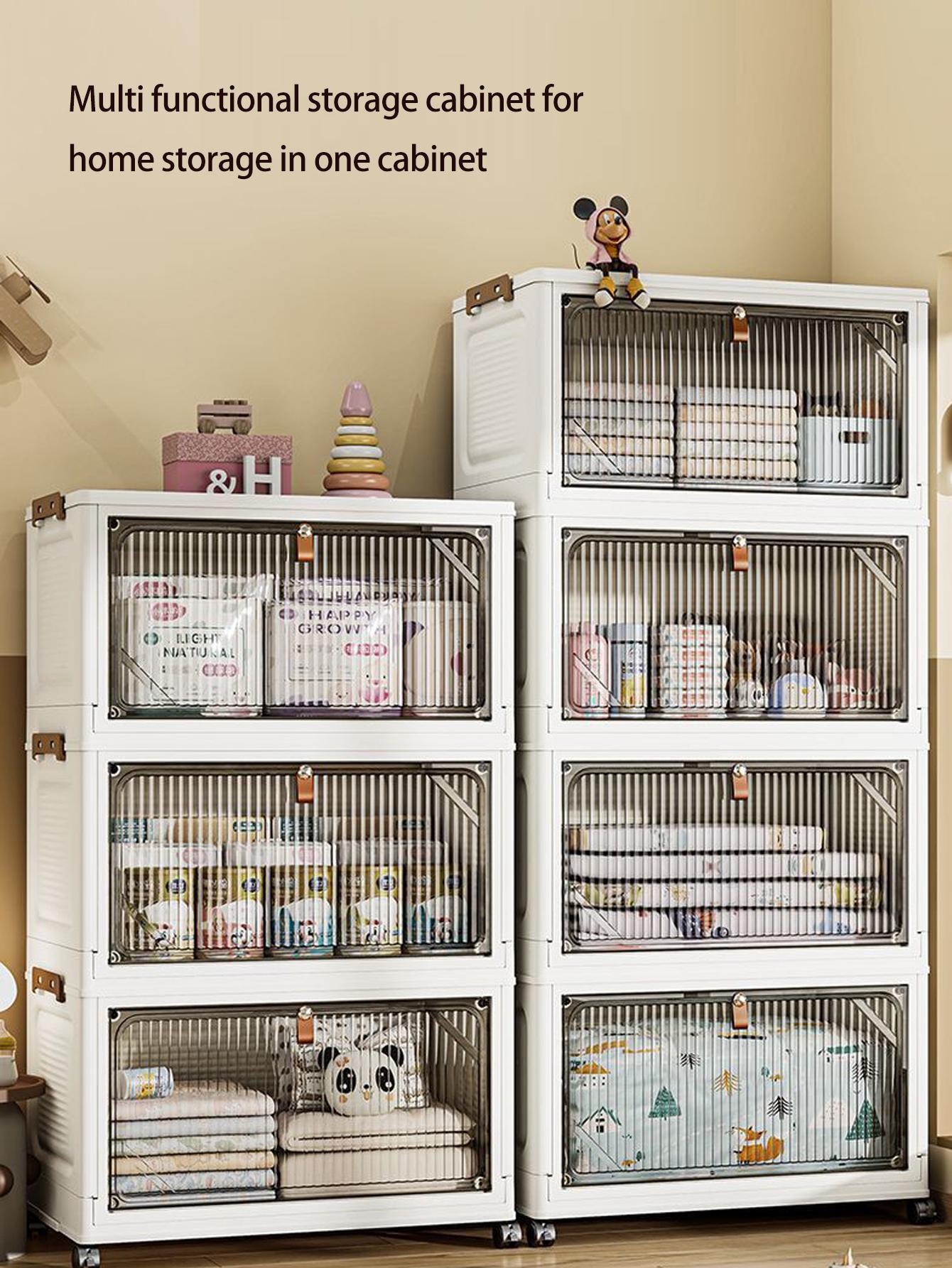 Large Capacity Foldable Storage Box, Collapsible Storage Box, Plastic Mobile Wardrobe Organizer, Clothes Sorting Cabinet, Space-Saving Design for Home Use