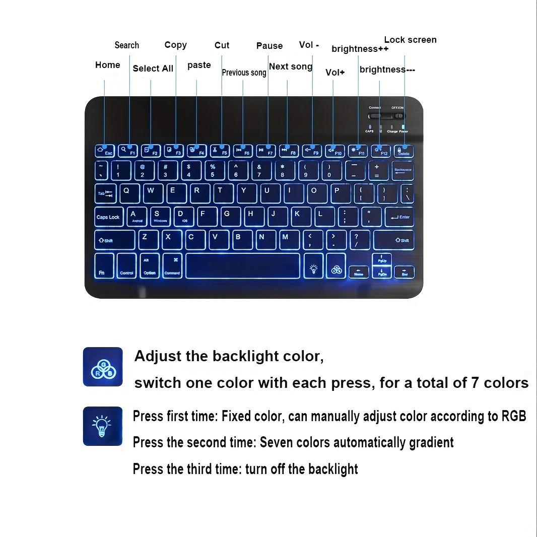 iPad Air 11-Inch Case with Keyboard M3/m2, 7-Color Backlight, 2 Wireless Channels, Compatible with iPad Pro 11, iPad Air 5th/4th Gen