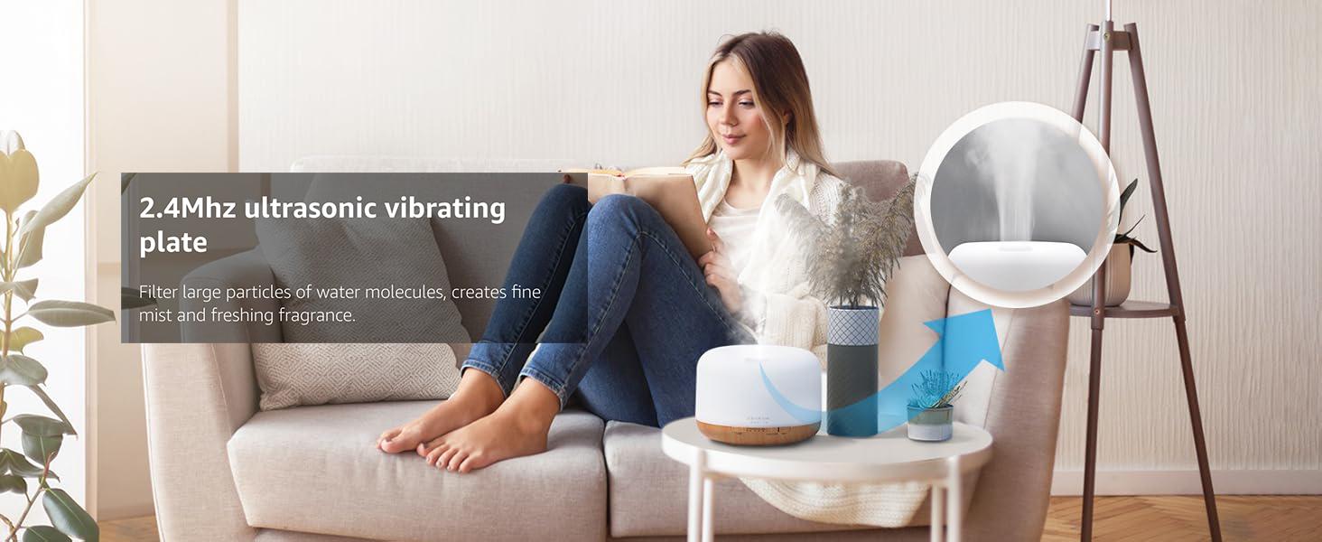 ASAKUKI 500ml Essential Oil Diffuser for Home, Aromatherapy Humidifiers, Auto-Off, Room Decor, Air Purifier, Aromatic Ambient Mist Nebulizer Relaxing