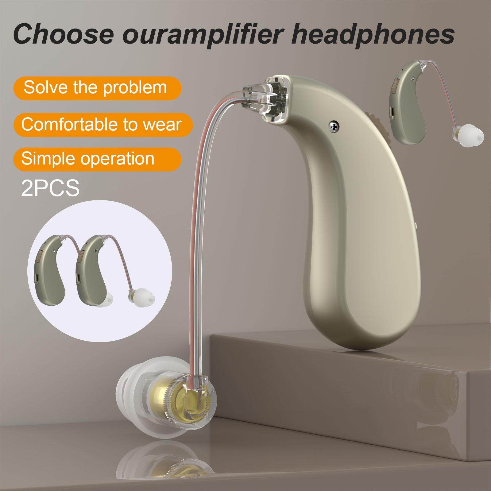 Rechargeable Hearing Aids for Seniors, Voice Enhancer and Personal Audio Amplifier, Dual Microphone Sound Source Localization (2 Pack)