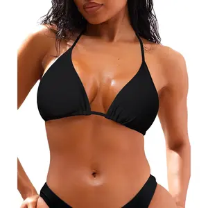 Women Triangle Bikini Top Halter String Brazilian Bikini Bathing Suit Tops Tie Swimsuit Tops only
