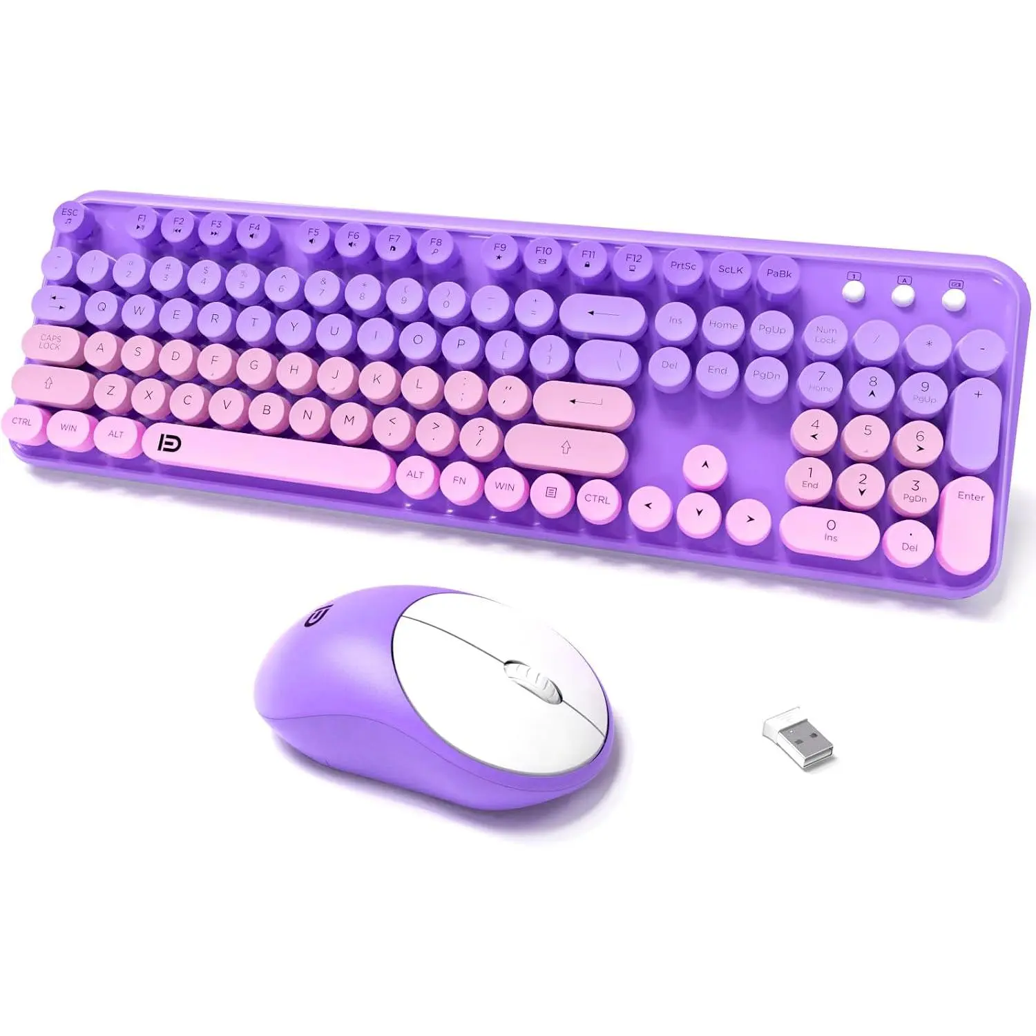 Keyboards  Combos, Colorful Cute Typewriter Full-Size Retro Creamy Keyboard, 2.4GHz Sleep Mode Office Quiet  Keyboard and  Set for Desktop Laptop PC ()