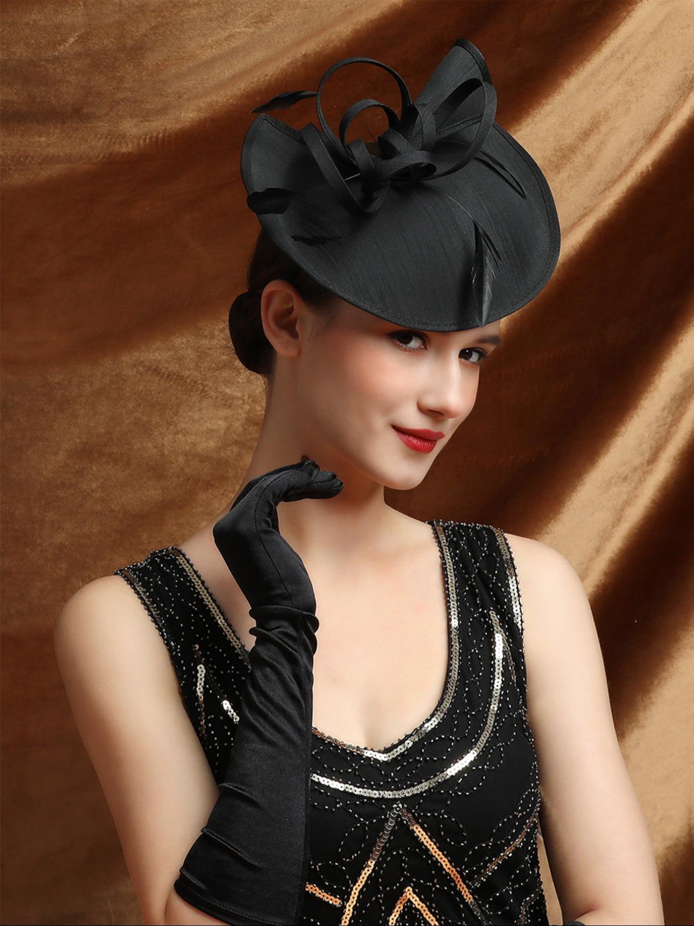 1PCS Women's Mesh Fascinator Hat with Wave Dot Decoration, Floral Feather Hair Accessory, Wedding Cocktail Party Headwear