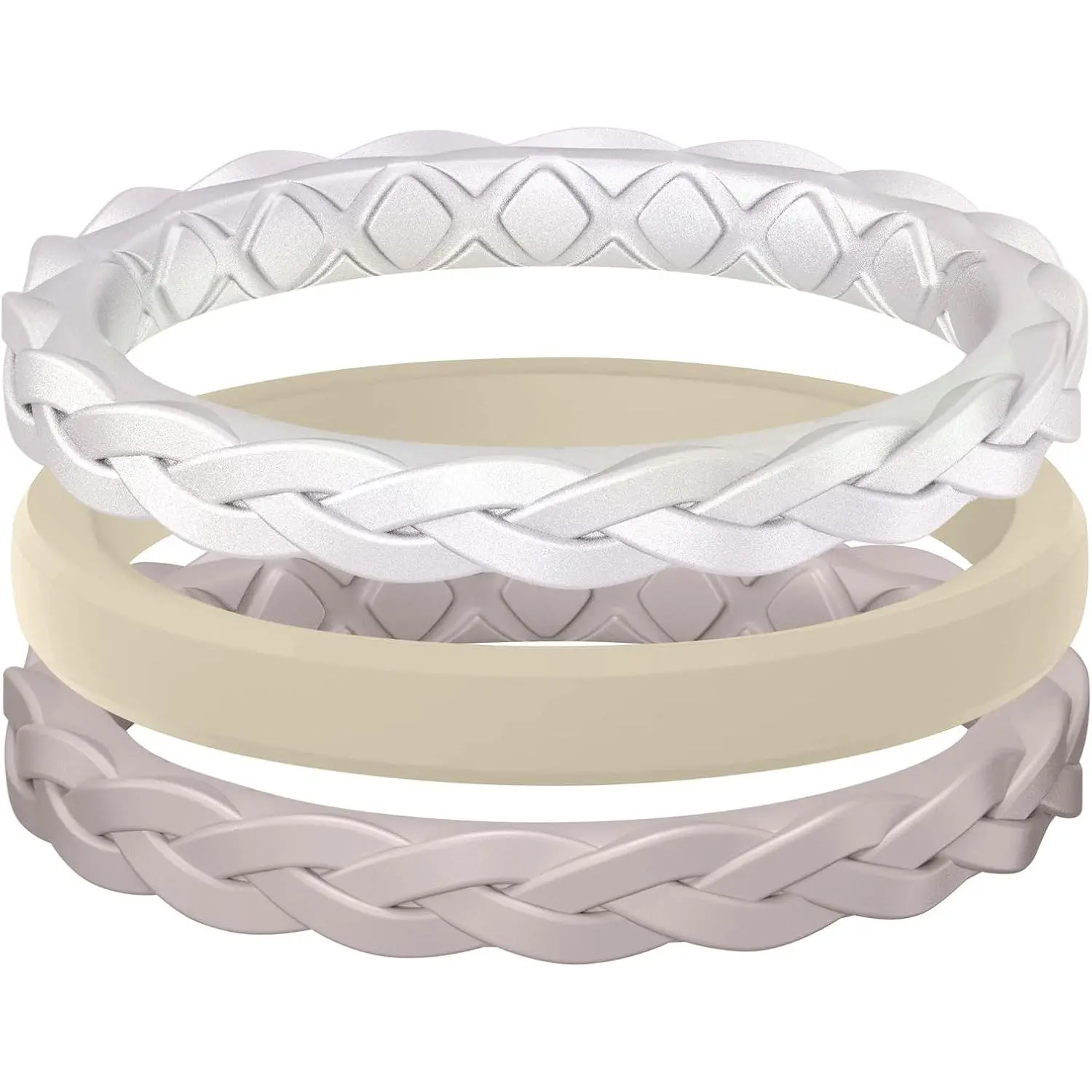 Women's Wedding Bands, Silicone Thin and Stackable Rubber Engagement Ring, Variety Multipack With Breathable Grooves Workout Accessories